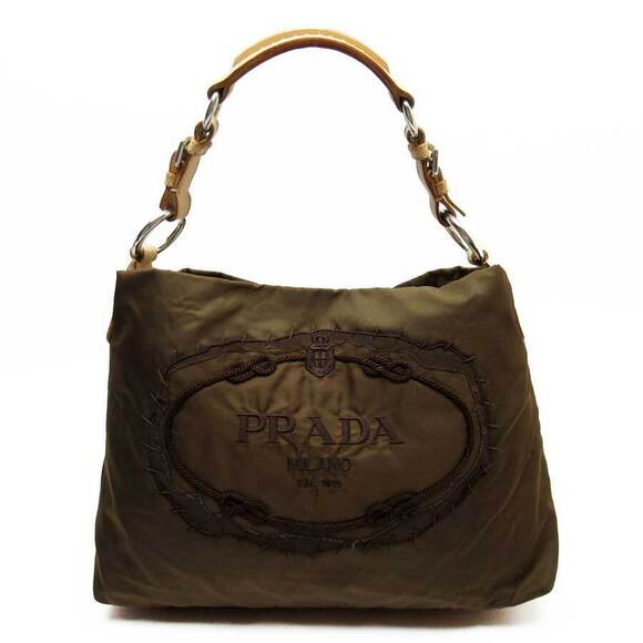 Prada Handbags - Prada Shoulder Bag Khaki Green Leather